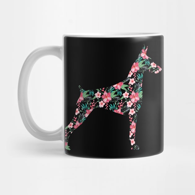 Floral doberman design. Perfect present for mother dad friend him or her by SerenityByAlex